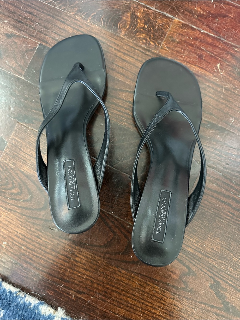 Tony Bianco Black Minimalist Kitten Heel Sandals